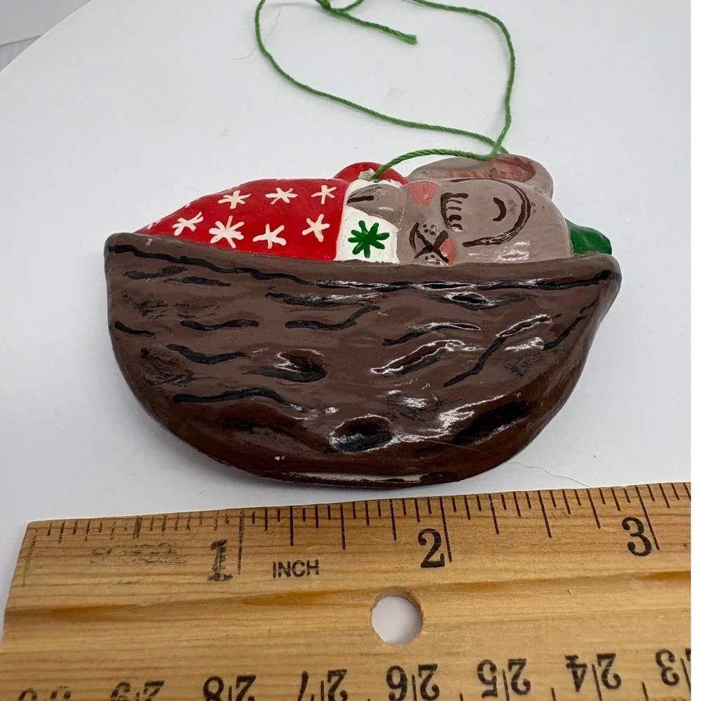 Handmade‎ Ceramic Mouse Sleeping Walnut Shell Christmas Ornament Christmas Decor